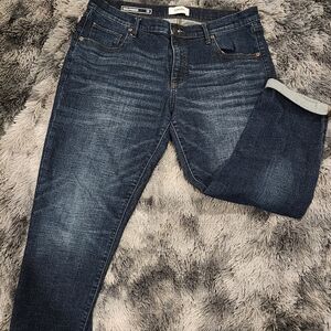 Blue Straight Leg Jeans with Vintage Fading